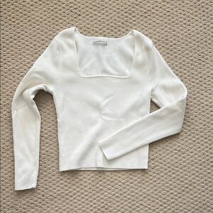 Abercrombie & Fitch Cream Ribbed Square Neck Top